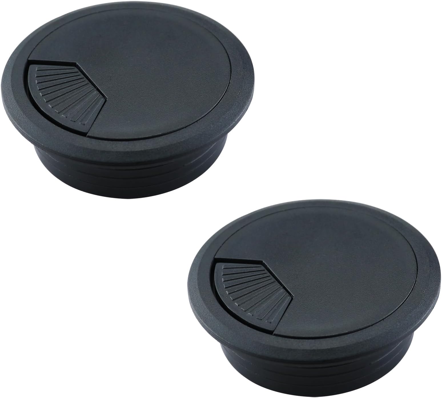 [2 Pack] Desk Grommet 2 Inch Sturdy Plastic Desk Hole Cover for Cables Detachable Hole Grommet for Organizing Home & Office Table Cables - Black