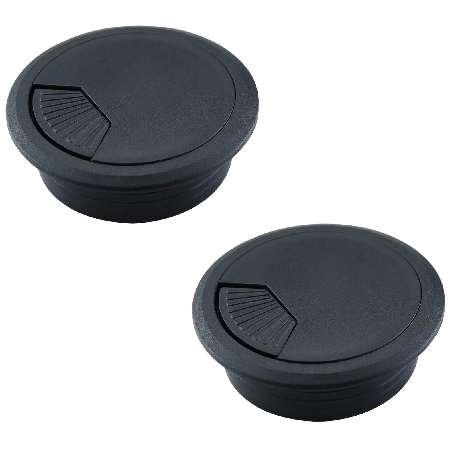 [2 Pack] Desk Grommet 2 Inch Sturdy Plastic Desk Hole Cover for Cables Detachable Hole Grommet for Organizing Home & Office Table Cables - Black