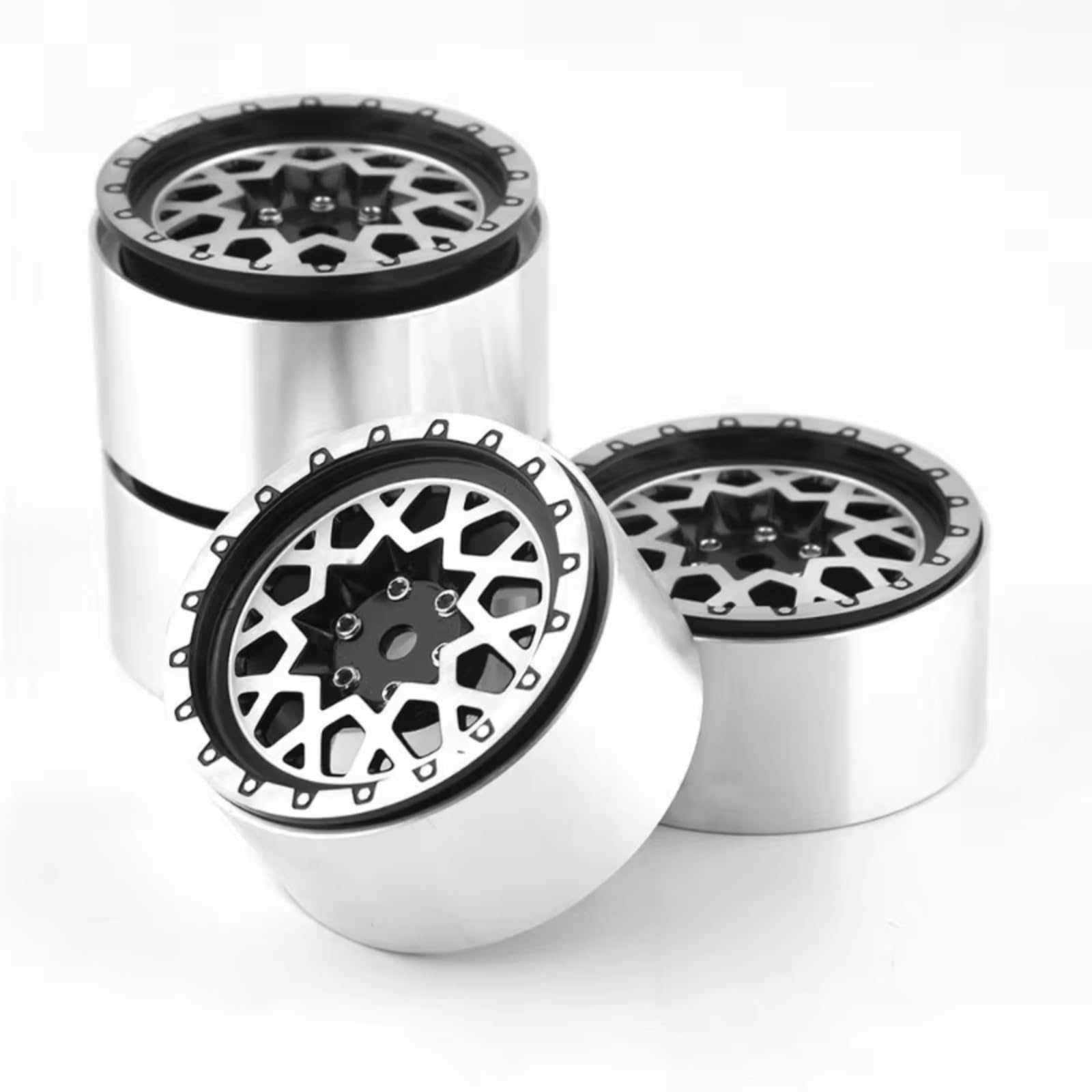 RC Coche Goma Ruedas Compatible con 1/10 RC Crawling Car Upgrade Piezas De Repuesto Accesorios 2,2 "Cubos De Rueda De Metal con Bloqueo De Llanta