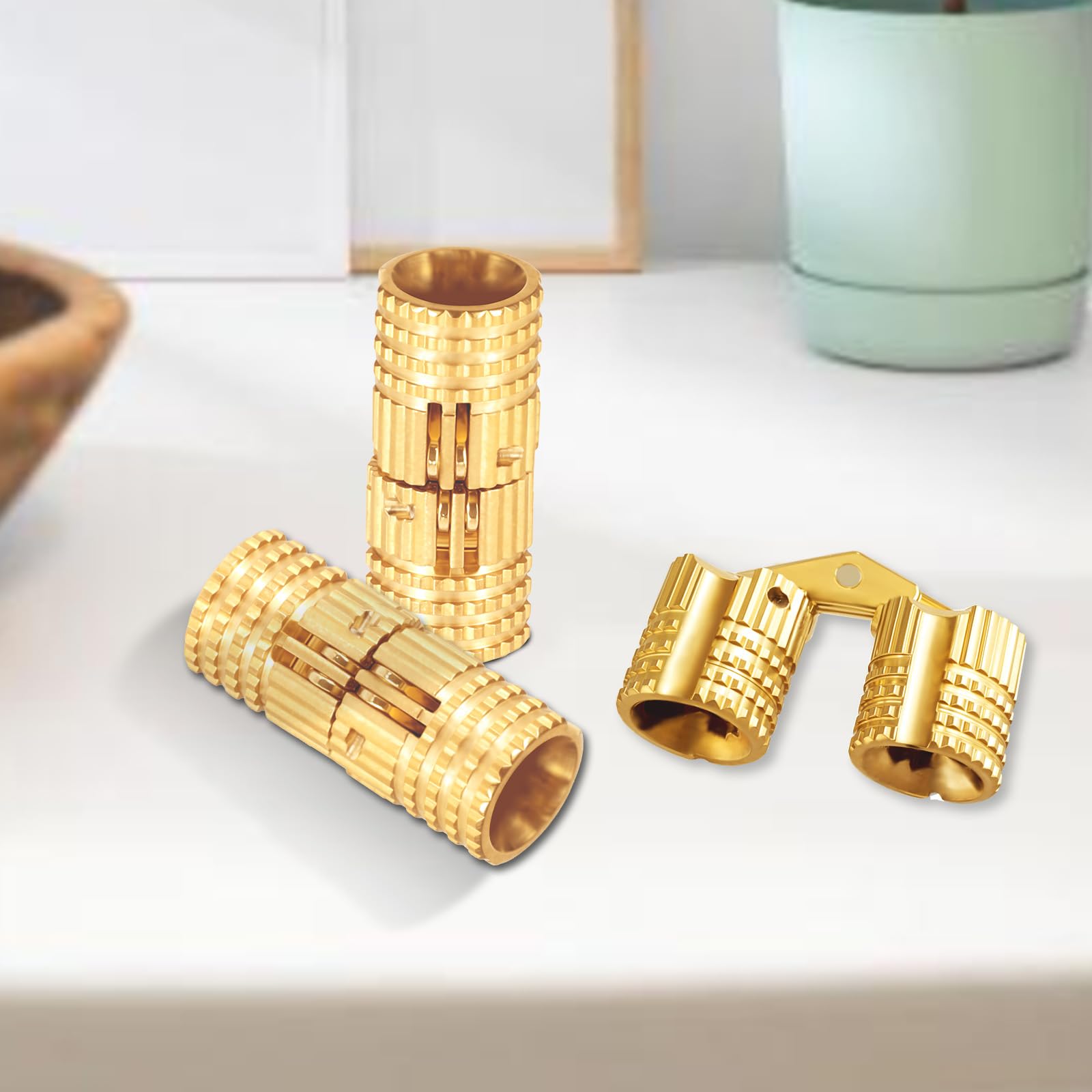 Zawiasy mosiężne, 8 sztuk 10 mm, mosiężne zawiasy beczkowe, niewidoczne, ukryte miedziane zawiasy miedziane, niewidoczne zawiasy baryłkowe, niewidoczne zawiasy meblowe, do pudełek na prezent DIY