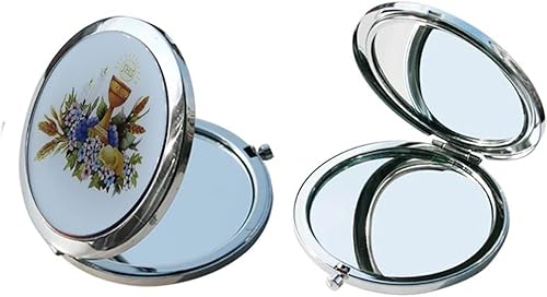 WE Espejo Compacto de Primera Comunión (12 piezas) con Bolsas de Organza - Sagrada Familia - Primera Comunión Recuerdos (Primera Comunión)