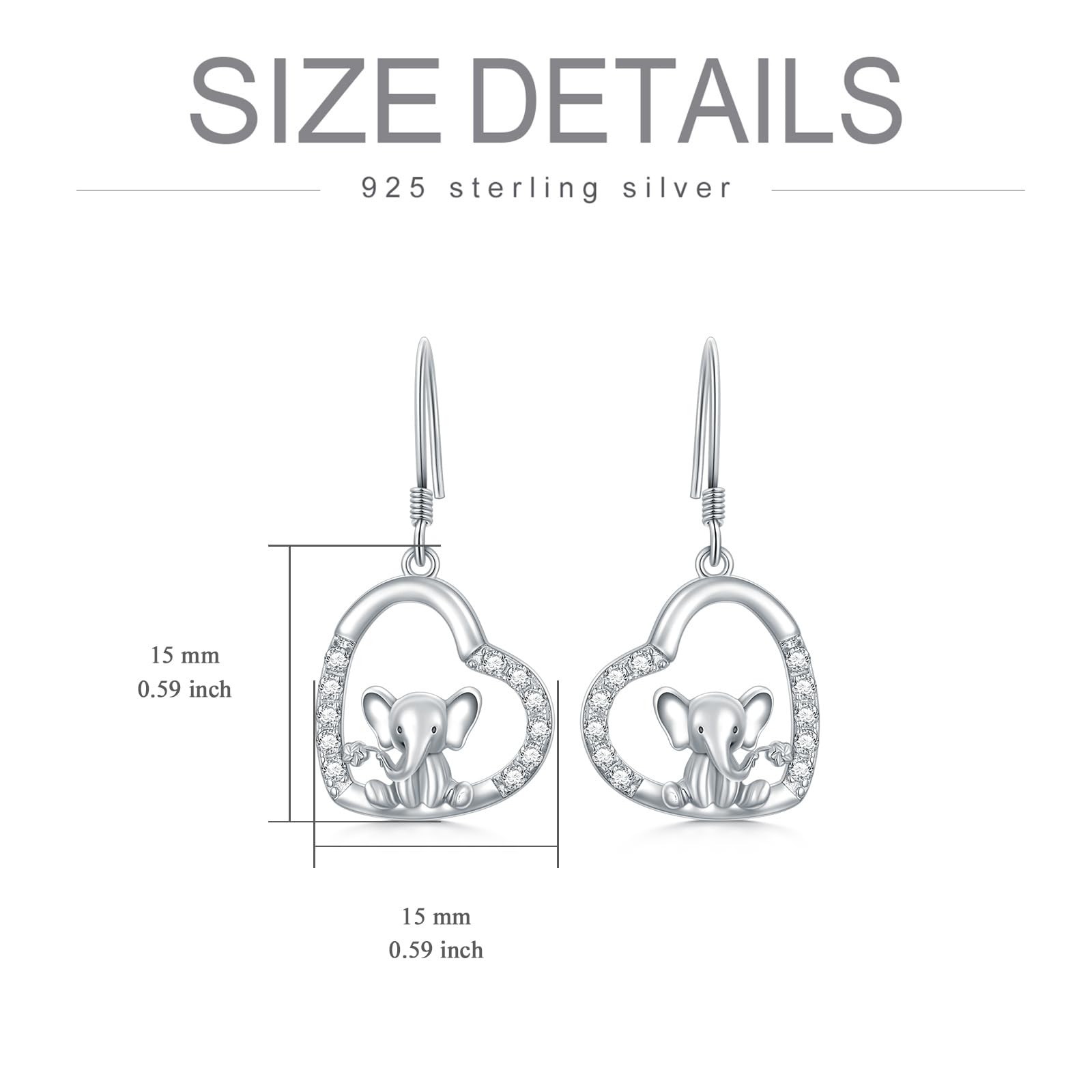 ROMANTICWORK Pendientes de aro colgantes de plata de ley 925 con diseño de conejo/gato/mapache/lobo/abejas para mujeres y niñas