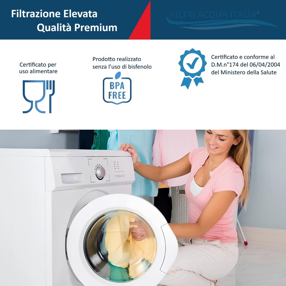 Filtro Anticalcare per Lavatrice e Lavastoviglie + Ricariche di Polifosfato da 1,5 kg (10 ricariche) Attacchi in ottone 3/4"