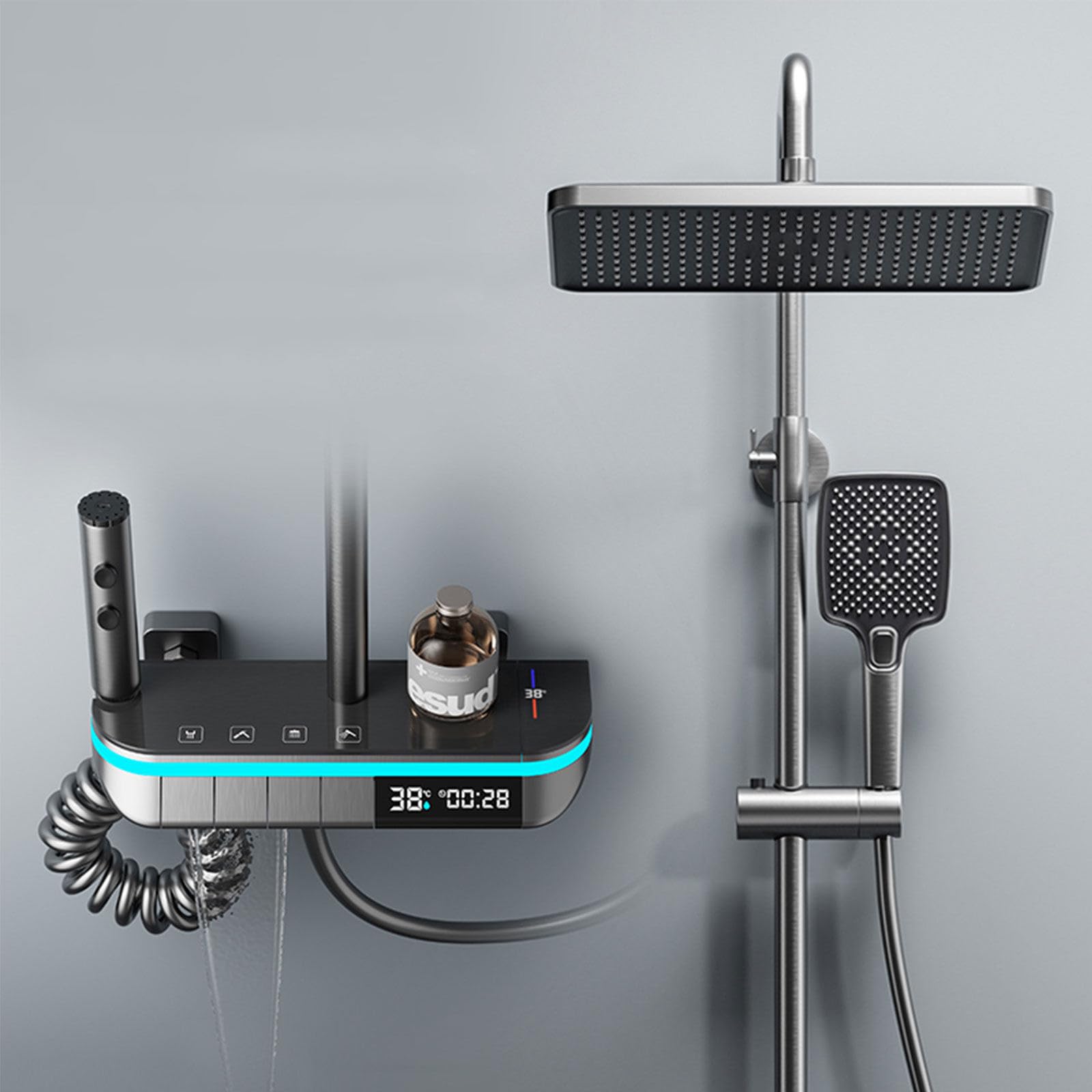 Système de douche thermostatique haut de gamme au design épuré noir