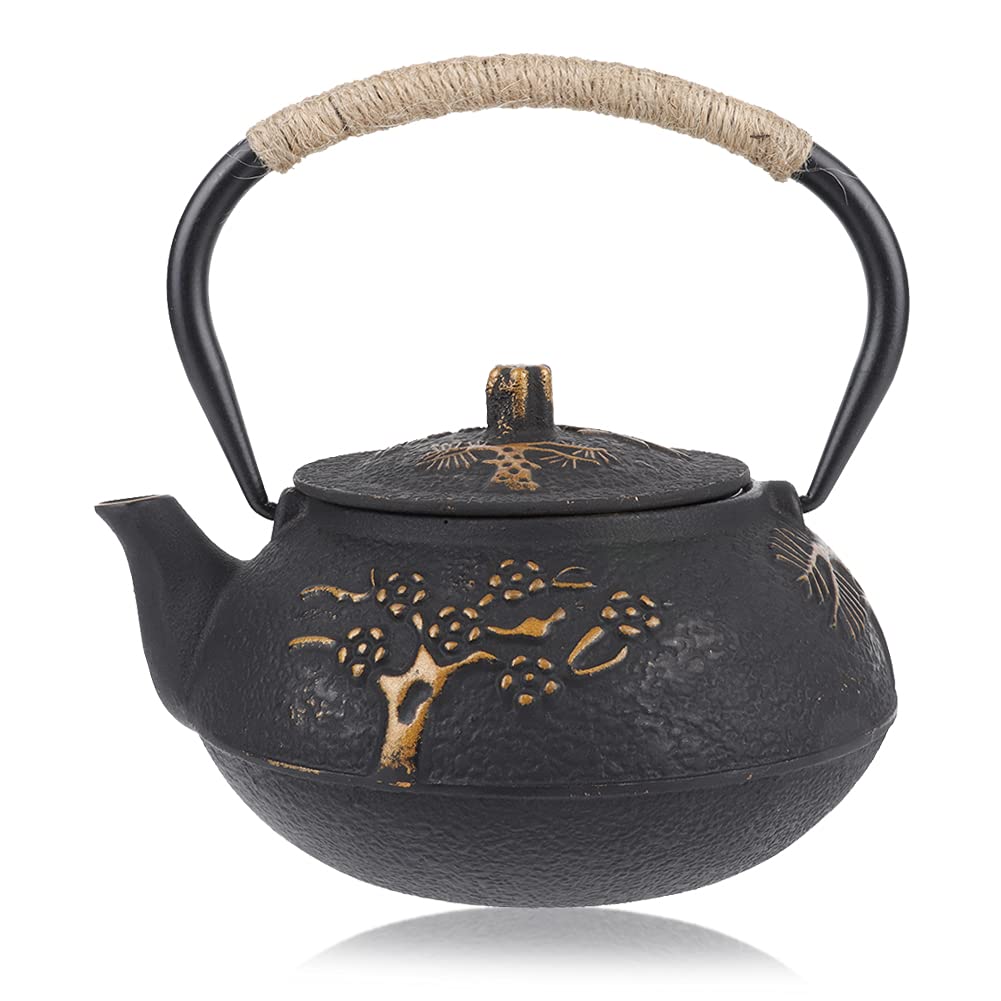 Tetera de 900 ml, Tetera de Hierro Fundido Resistente a la corrosión, Apta para Cocina de inducción o Estufa de Hierro Fundido, Regalo para Bebedores de té, Amigos y Familiares.
