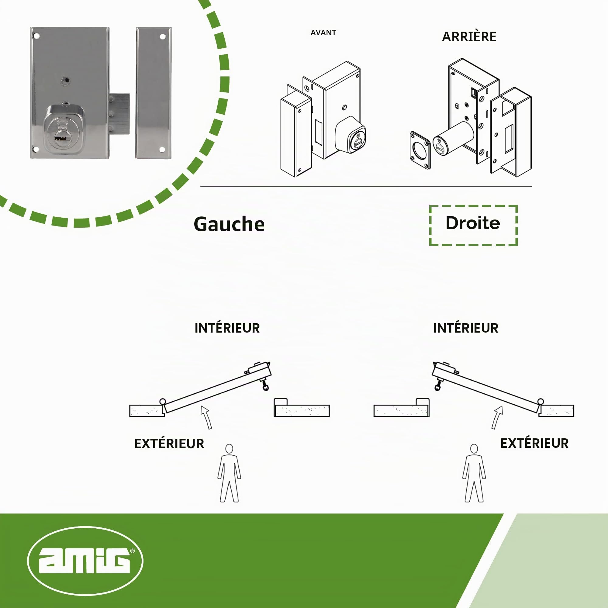 Amig - Verrou de sécurité avec levier de fermeture et languette pour portes en bois Mod. 75P