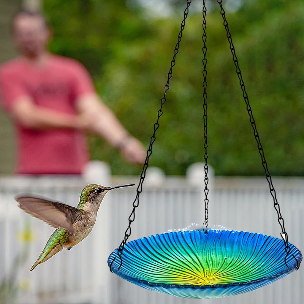 Genérico Comedero Colte De Cristal para Pájaros, Multifuncional para Comida, Agua Y Baño, 26,6 Cm, Decoración para Jardín Y Patio, cho Ligero Y Fácil De Limpiar