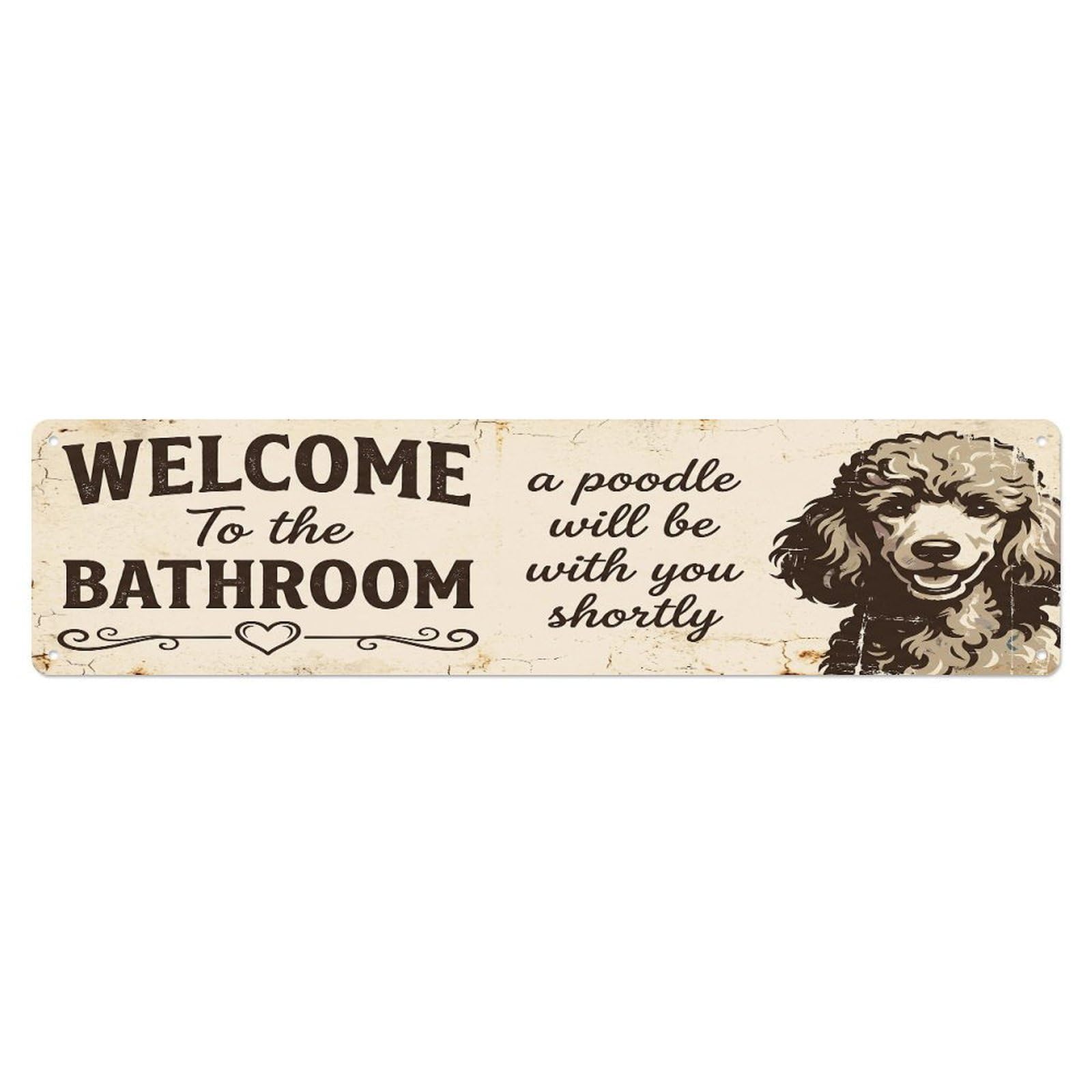Vintage WELCOME To The BATHROOM Poodle Dog Metal Tin Sign