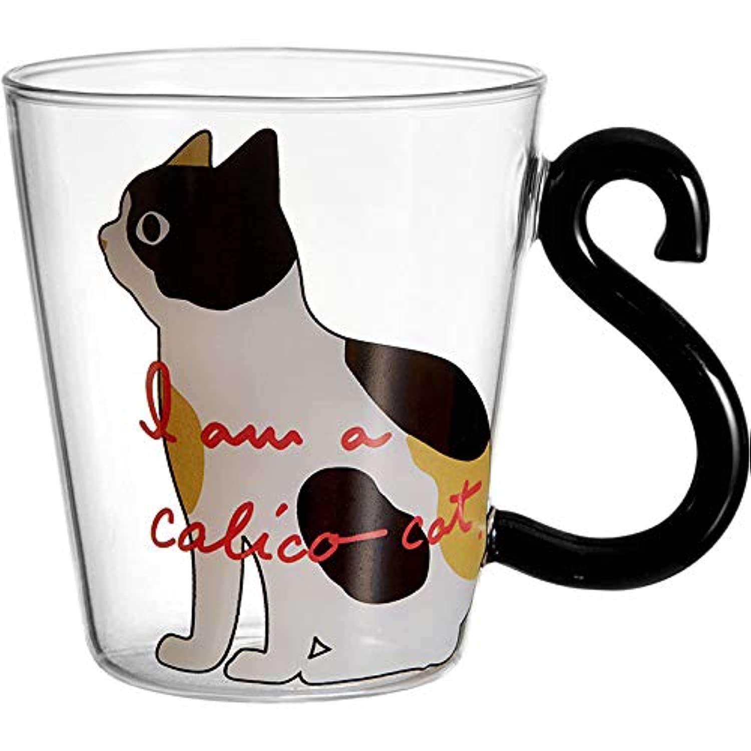Drinking Cup 280ml - Cute Cat Coffee Mug Kitty Milk Cup Juice Tea Glasses, Couple Cups, Novelty Cartoon Glass Cup for Kids, Birthday Gift | Holiday Gift (Calico)