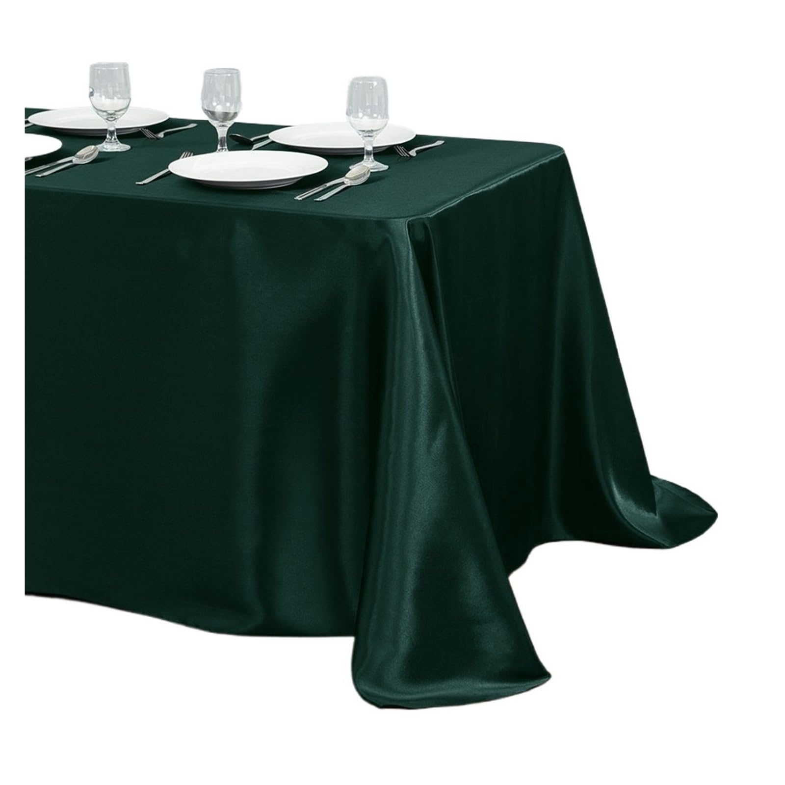 RRYPBOVG Satin Tablecloth Rectangle Satin Tablecloth 145x220cm Wedding Valentine's Day Birthday Events Banquet Table Cloth Overlays Decor(Blackish green)