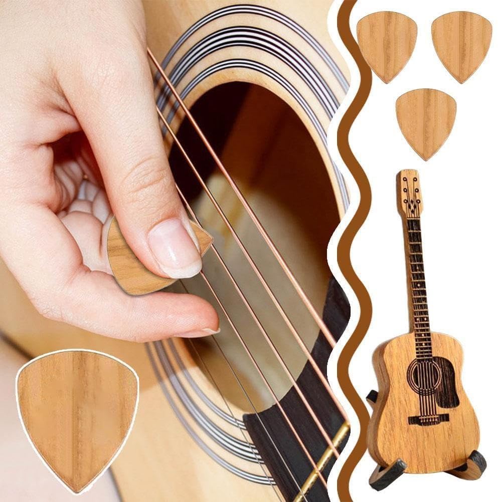 Boîte à Médiators Bois Guitare – Miniature Acoustique Avec Support, Cadeau Musicien Idéal
