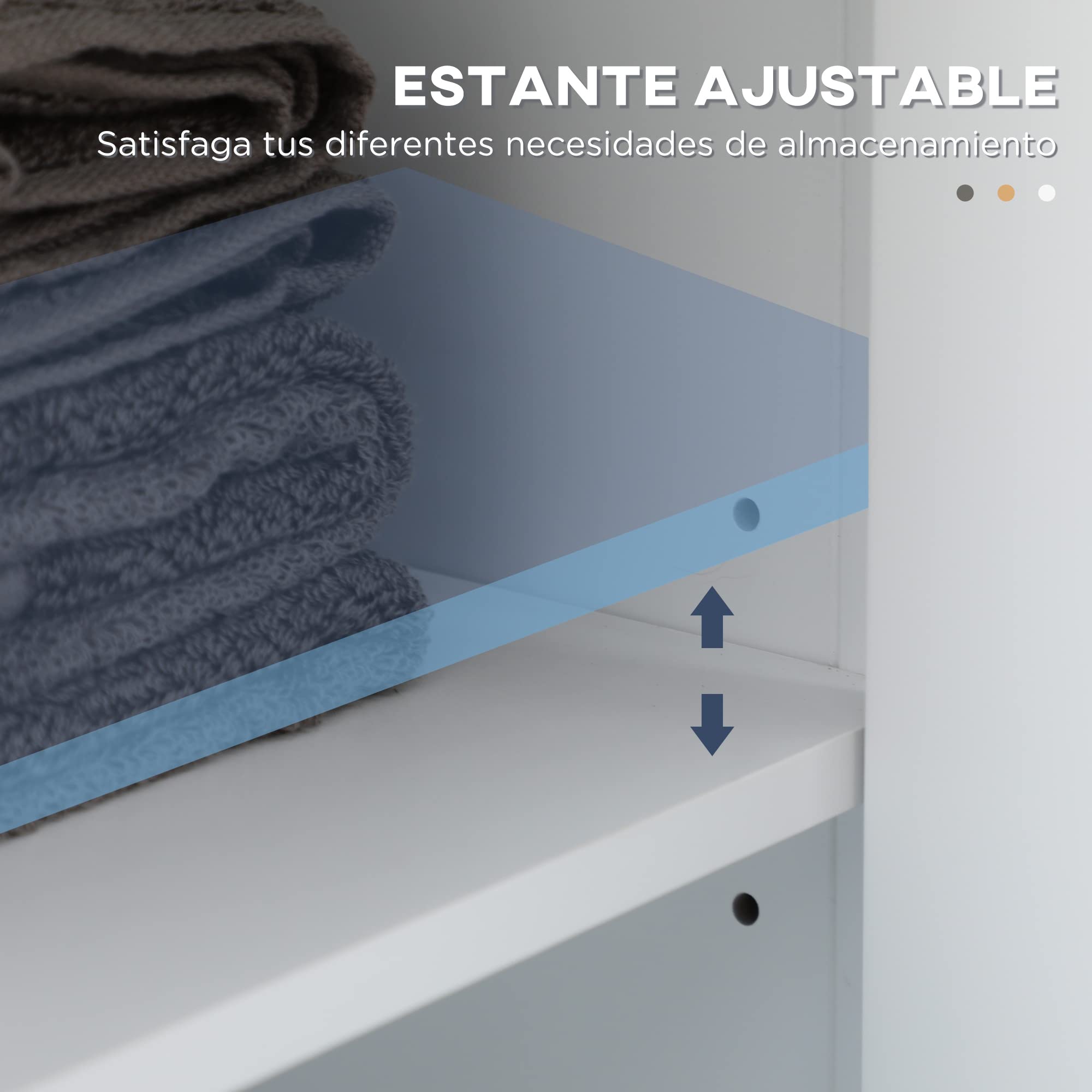 kleankin Columna Auxiliar de Baño 2 Puertas de Vidrio 45x30x170 cm Blanco | Armario Alto de Baño, Estantes Ajustables, Estante de Almacenamiento