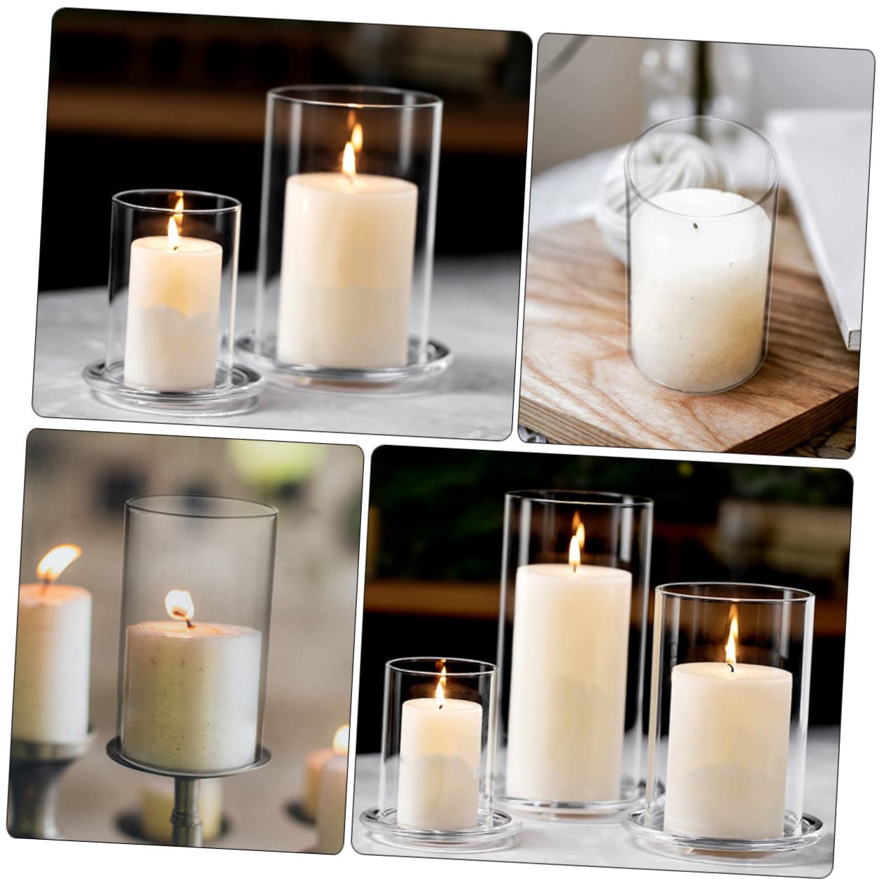 IMIKEYA Lot de 3 Bougeoirs Pilier en Verre Transparent en Verre Borosilicate, Abat-Jour Tube Simple et Coupe-Vent pour Bougies, pour Décoration Intérieure