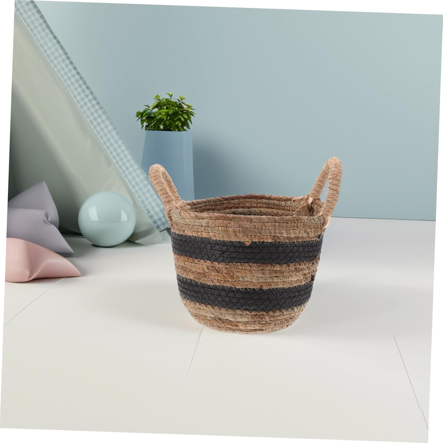 Wakauto Large Handmade Rattan Woven Basket for Storage and Laundry Lightweight Wicker Hamper for Home Organization Boho Style Sundries Container