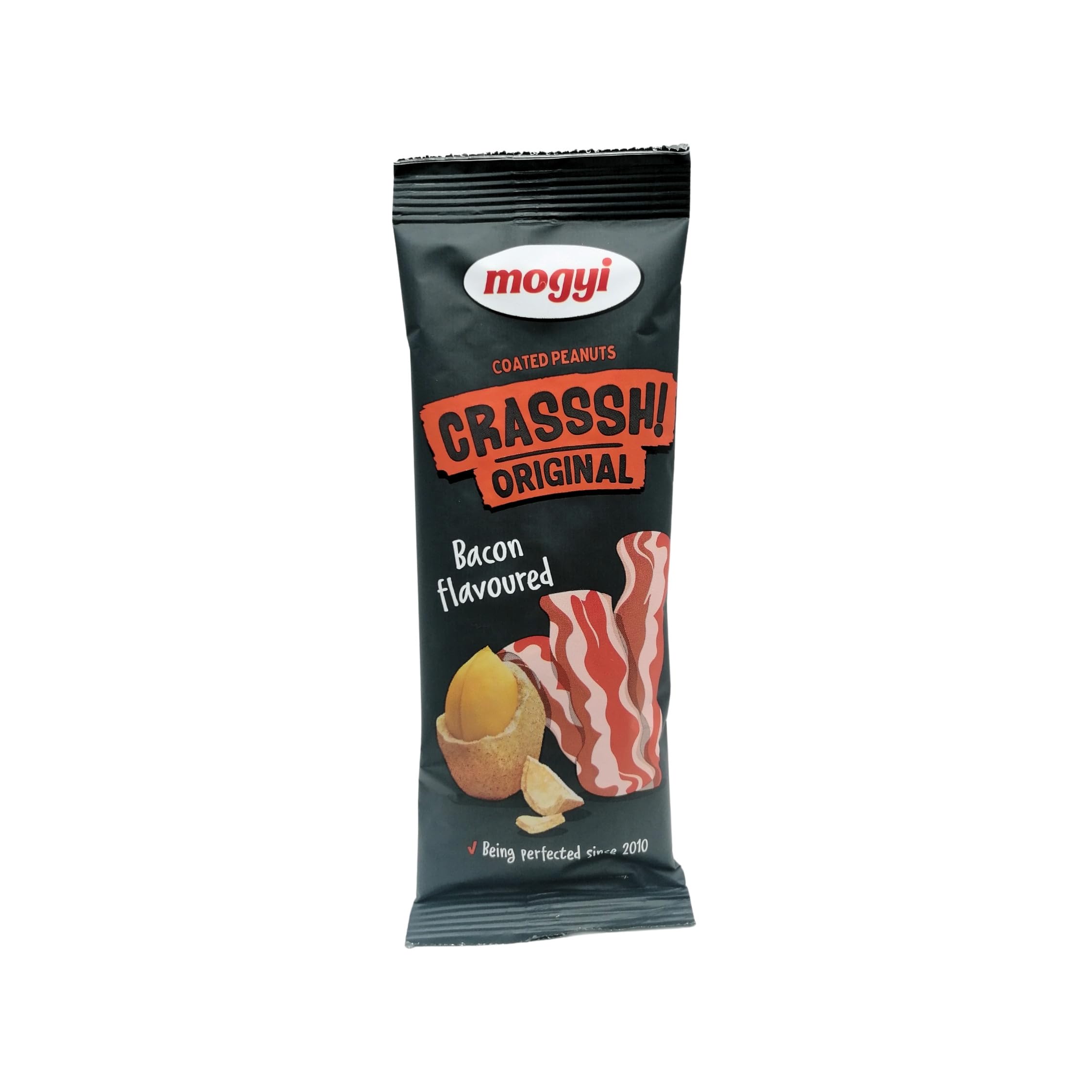Mogyi Mix snack de Cacahuetes con sabor a Bacon, tostados y crujientes - 5 bolsitas de 60g