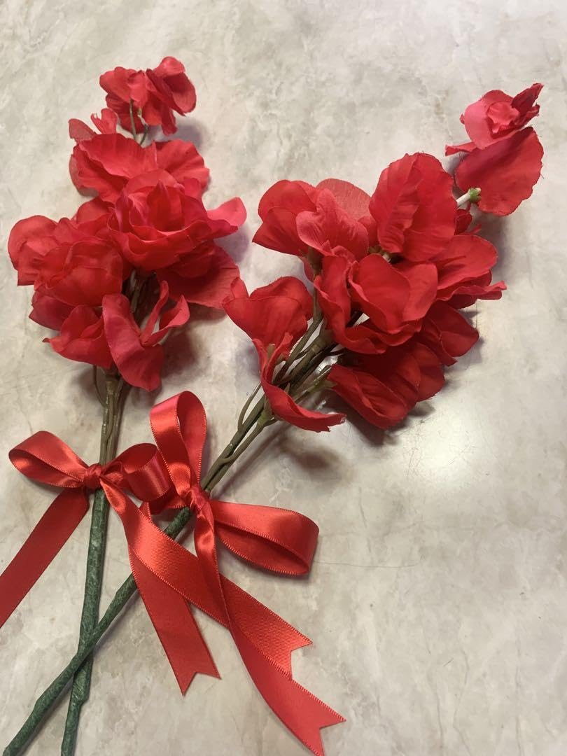 Amazon.co.jp: 赤いスイートピー，造花，ハンドメイド，2束セット