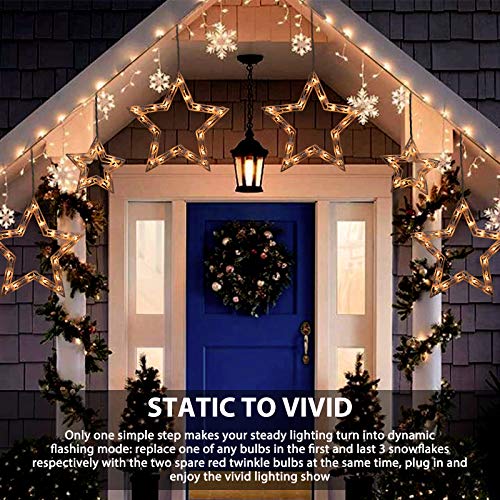 Minetom DM-300 Christmas Star Icicle String Lights With 6 Drops - 9Ft Star Window Lights With 100 Mini Bulbs, Plug-In Connectable Curtain Hanging Lights For Christmas Home Indoor Outdoor Party Holiday Decor thumb #3