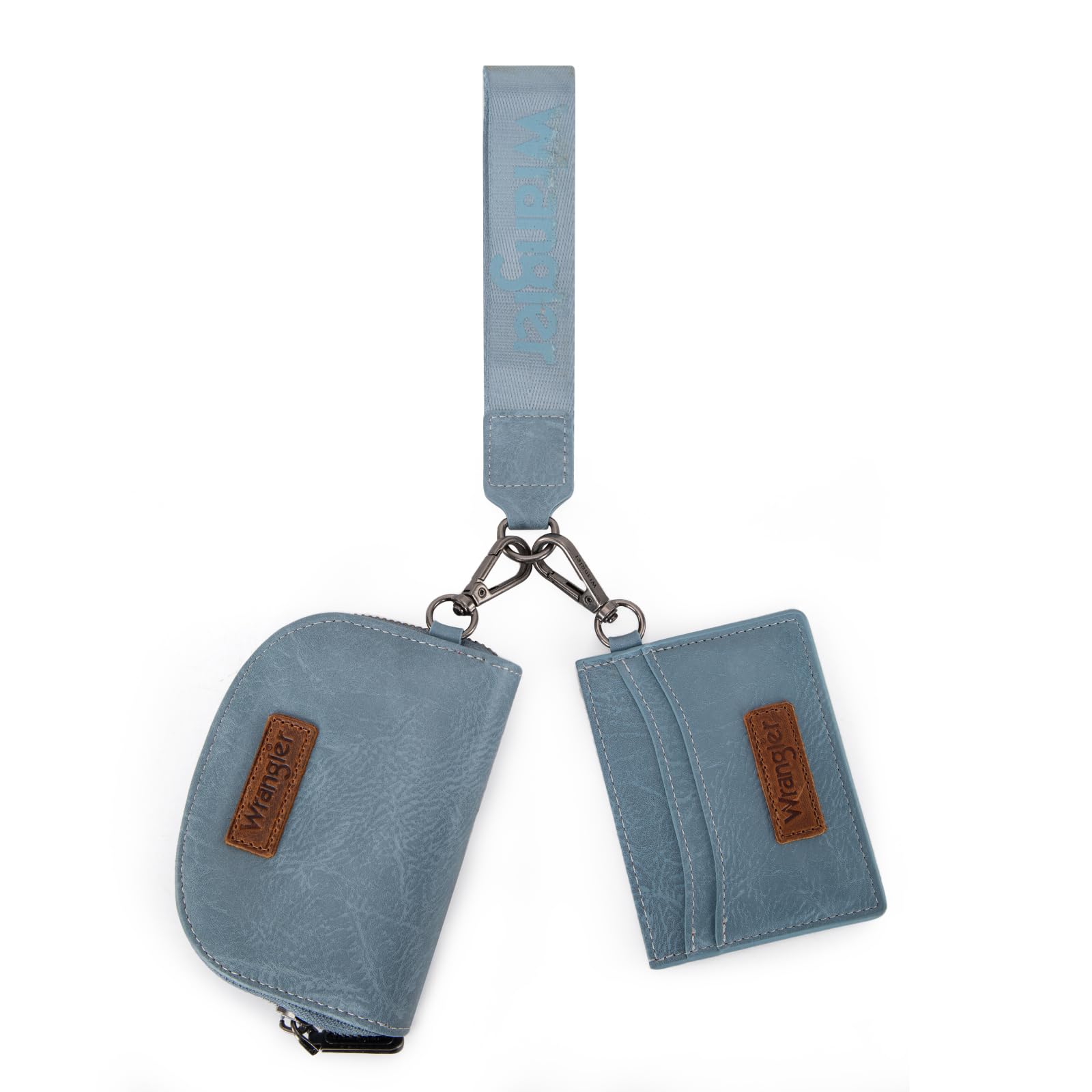 Wrangler KeyChain Wallet Wristlet Wallets for Women Dual Pouch Wristlet with Zipper Womens Credit Card Holder Wallet