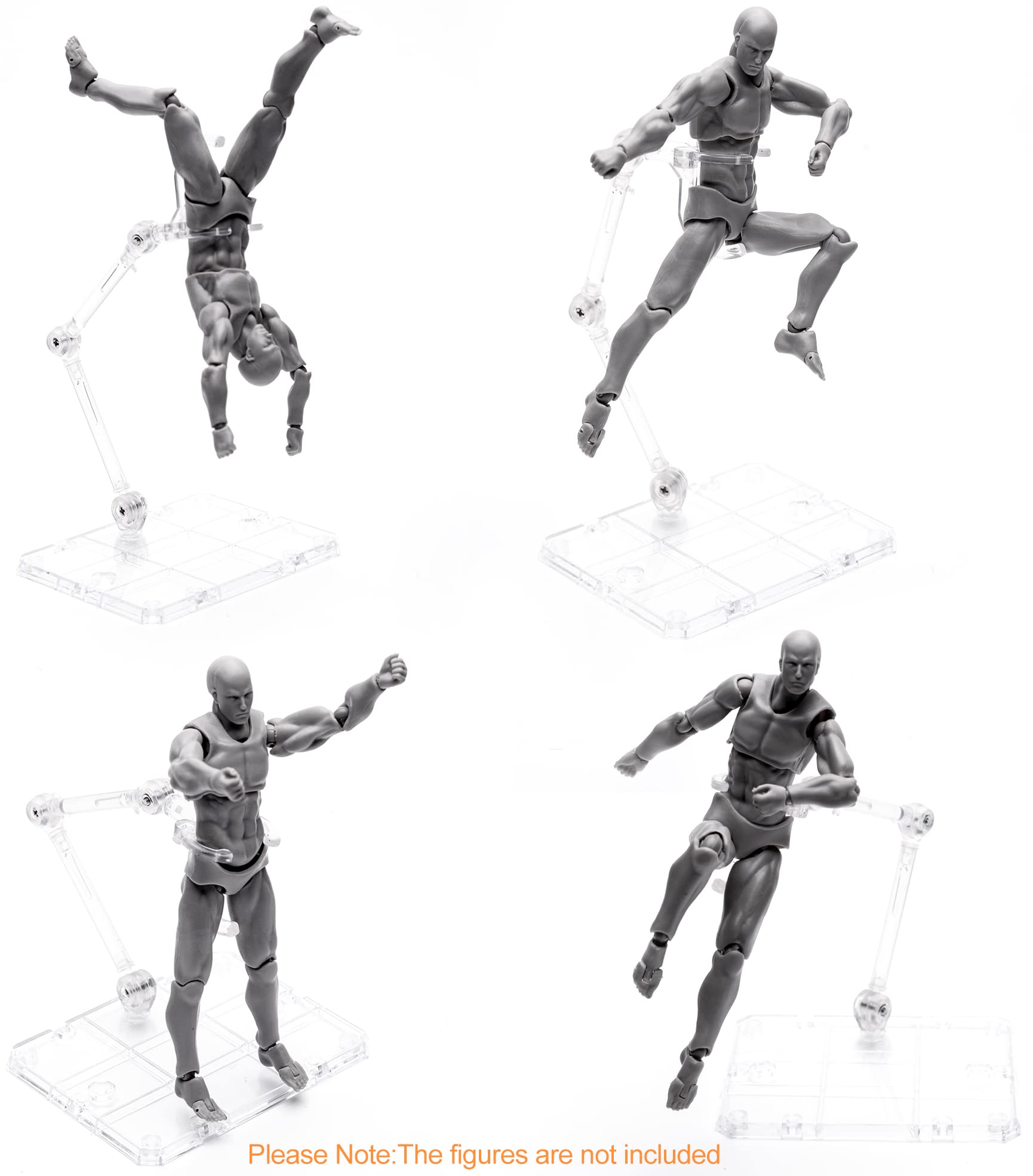 22 PCS Action Figure Stand Set - Clear Display Holders For Gundam & SHF Figures With Screwdrivers