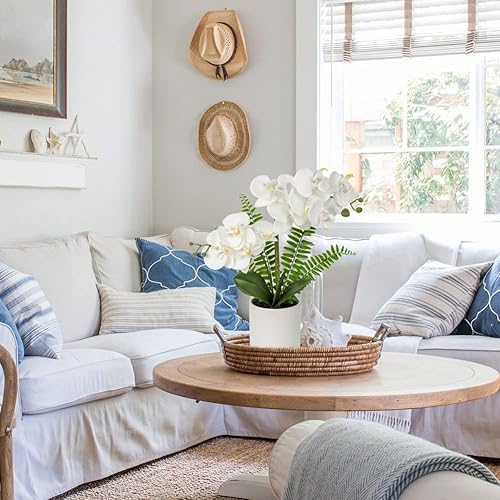 Vista 55 de Briful Orchids Artificial Flowers 16" Small Fake Orchid Pink Phalaenopsis Orchid Flower Arrangements with Ceramic Vase Faux Orchid for Home Bathroom