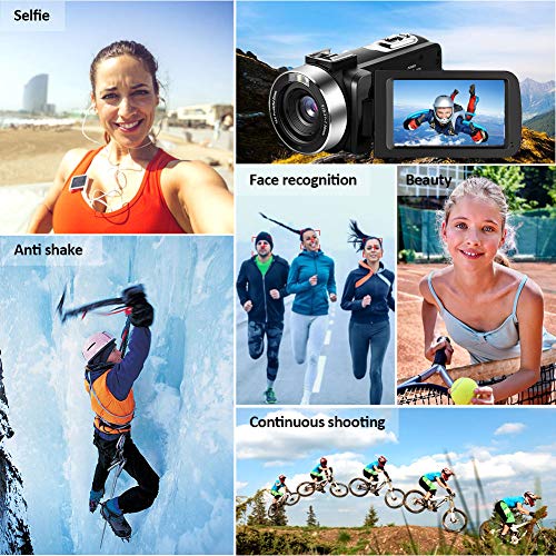 Video Camera Vlogging Camera with MicrophoneFull HD 1080p 30fps 24.0MP Video Camcorder for YouTube Support Remote Controller
