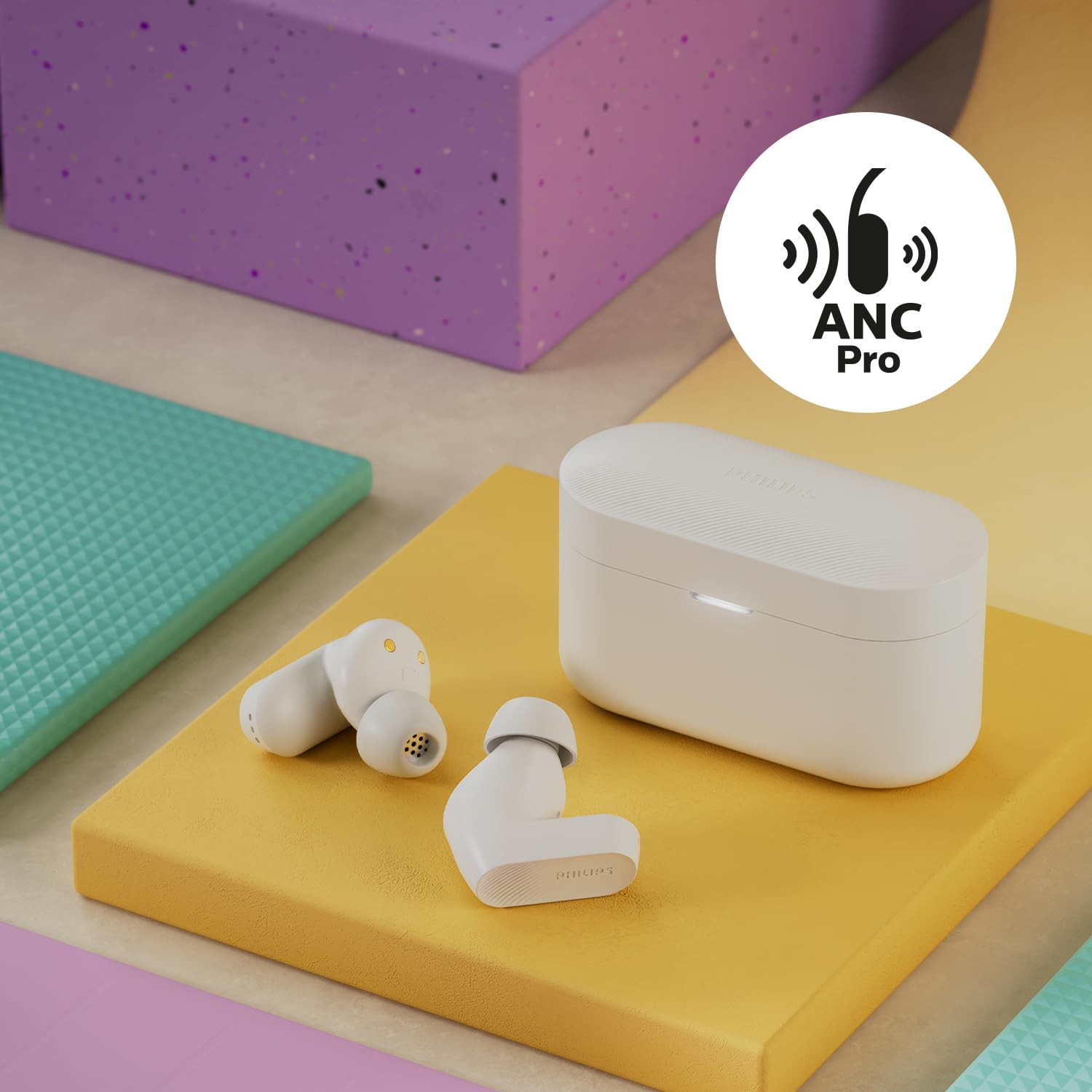Philips TAT3509WT écouteurs Intra-Auriculaires sans Fil - Casque antibruit, Son Naturel avec Basses dynamiques, appels clairs et étui de Chargement de Poche - Blanc