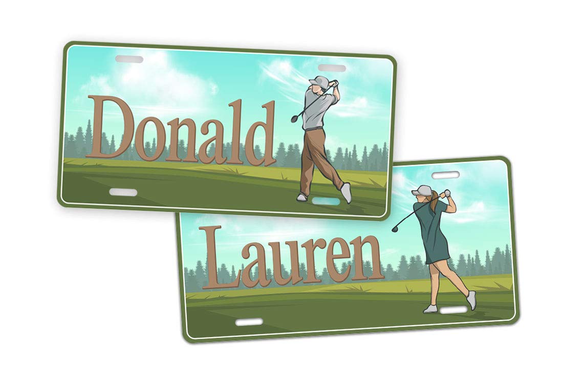 Personalized Name Golfing License Plate Custom Text Golf Auto Tag