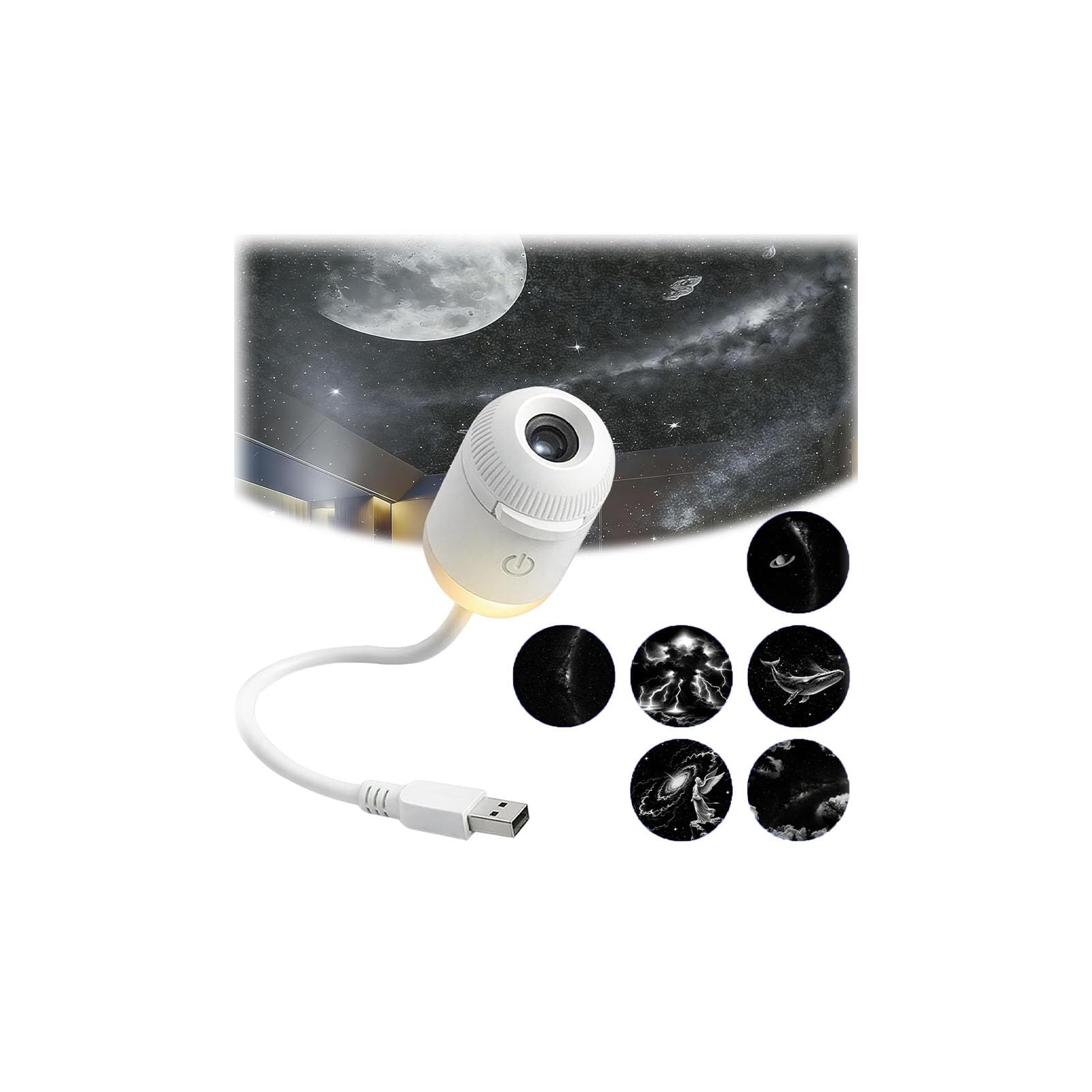 2026 New 2-in-1 Galaxy Projector Night Light with Multiple Projection Films, 2-in-1 USB Night Light & Galaxy Projector for Bedroom, Warm and Soft Lights (White-5 Projection Films) — view 10
