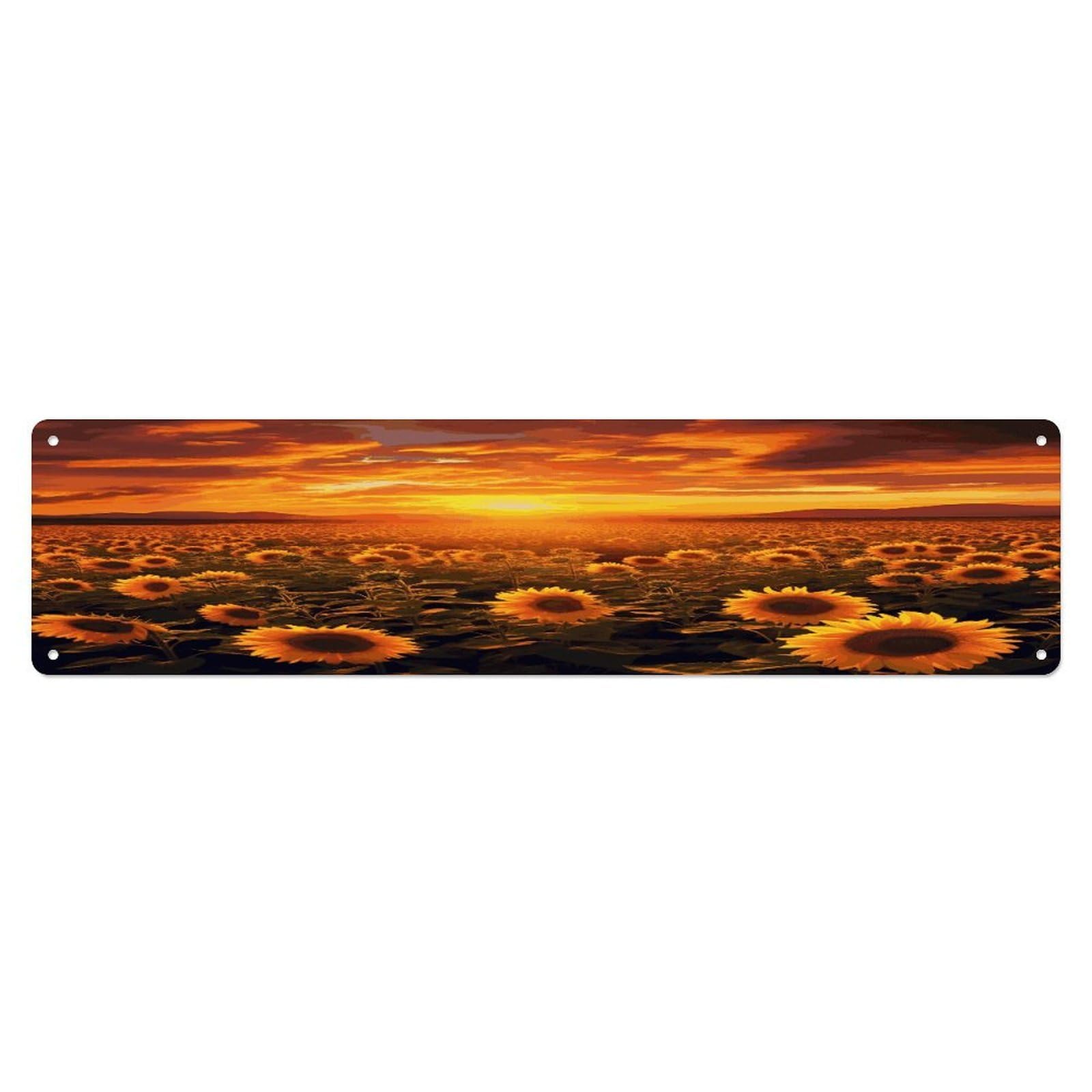 Adfgyerh Style Sunflower Field Sunset Sea Of Flowers Wall Decor Aluminum Waterproof. Plaque, Practical Gift,Sign 15.7X3.9 Inch Poster,For Home, Office, Business, Garage– Indoor/Outdoor