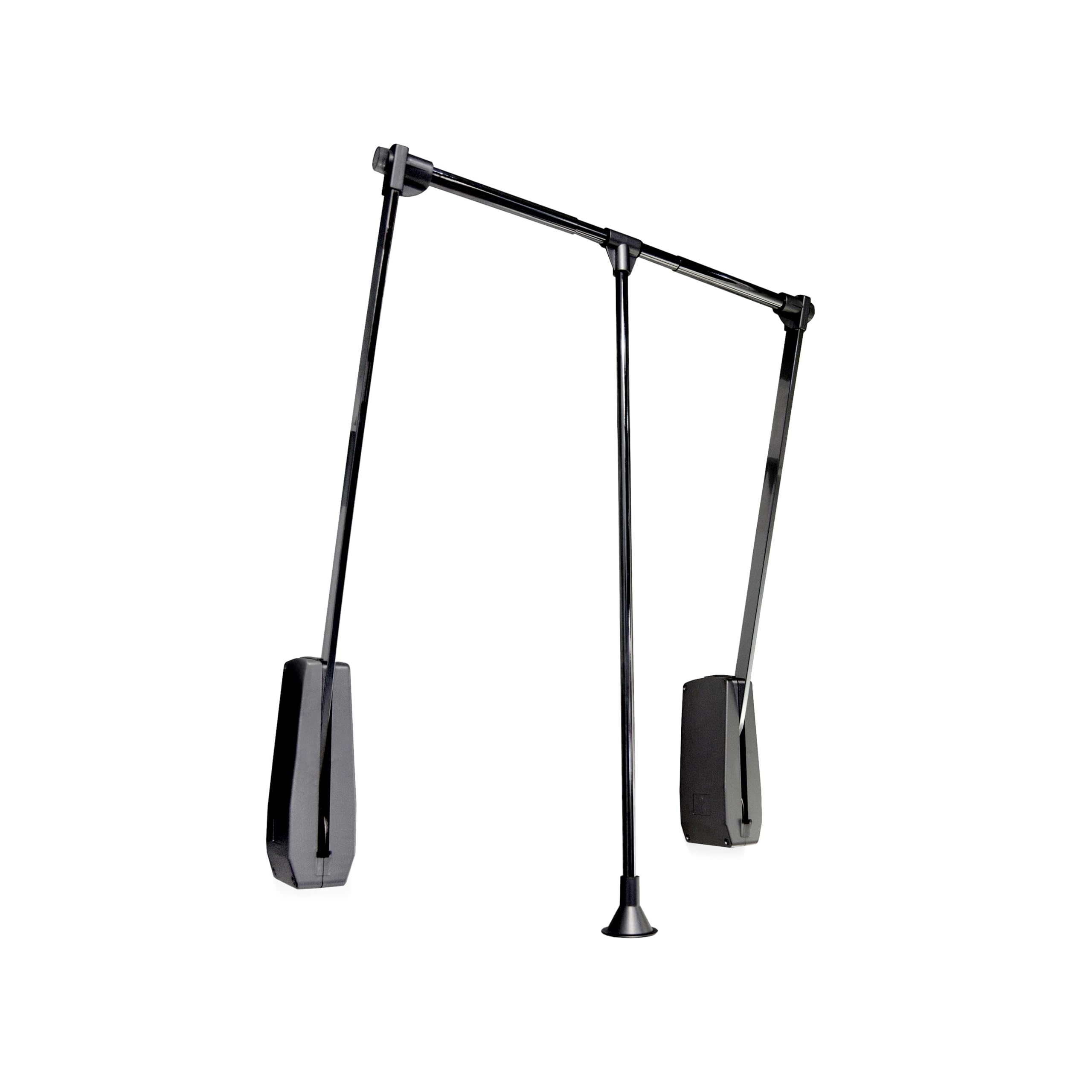 Emuca - Penderie rabattable pour armoire Hang mural, Barre de penderie escamotable, tringle relevable, largeur réglable 600-830mmmm, Noir, Acier et Plastique, 1 u