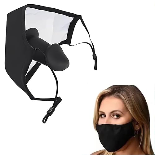 Fetish Mask with Removable Gag Mouth Extreme, Masks with Silicone Realistic Dildo Mouth Ball Gag BDSM Mouth Gag Bondage SM Erotic Sex Toy for MEN