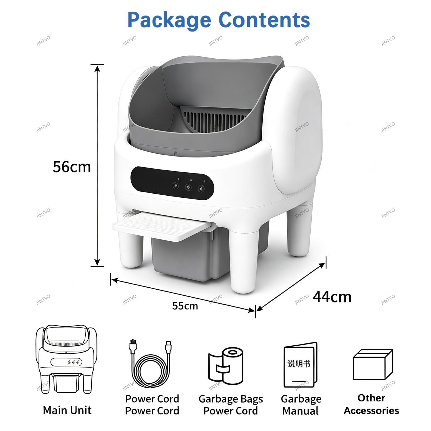 Arenero Automático Autolimpiable, Arenero Automático con Sensores De Seguridad, Protección Antipinzamiento Y Acceso Fácil para Gatos Mayores(White)