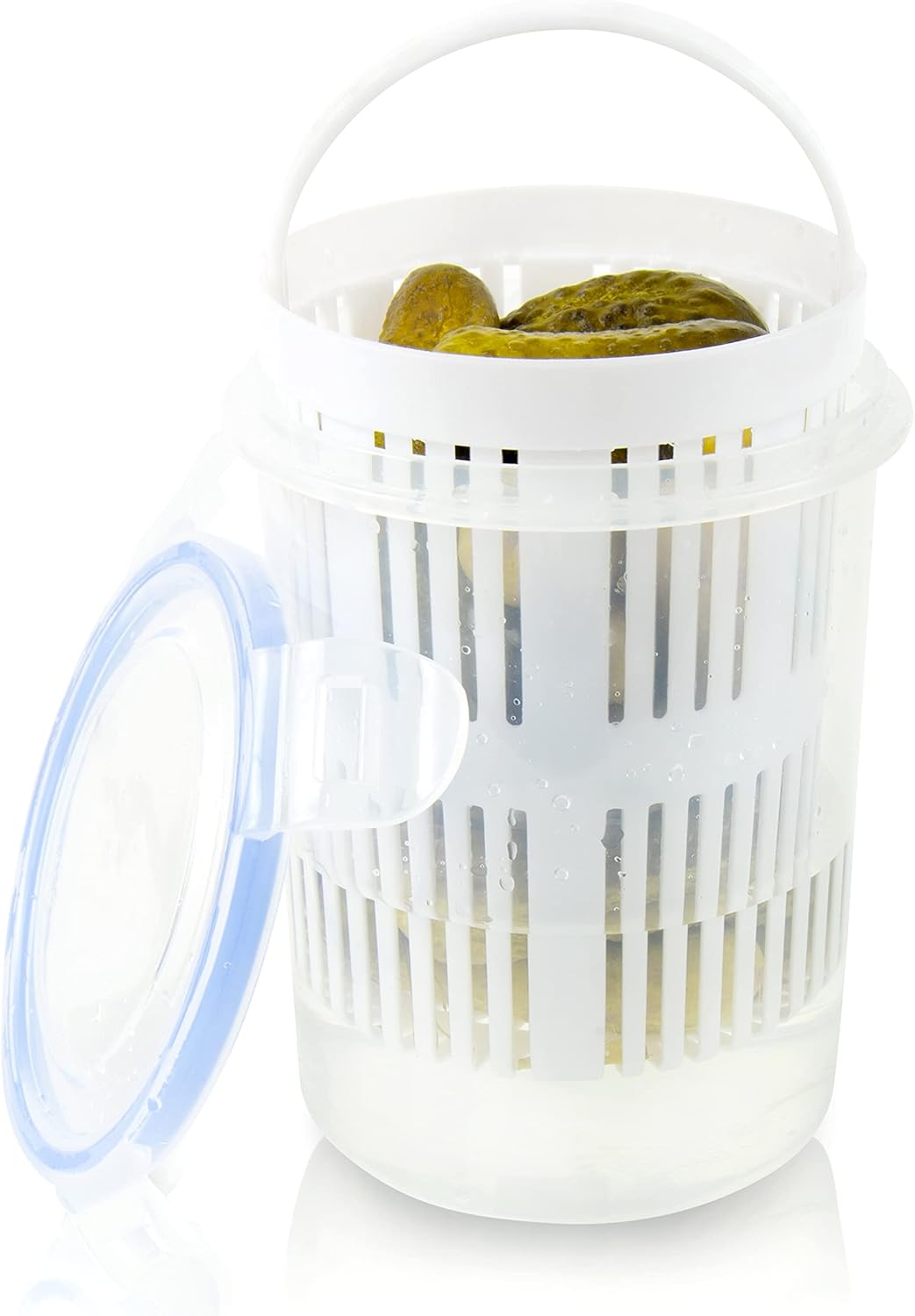 Pickle Storage Container, Plastic Pickle Jar With Strainer