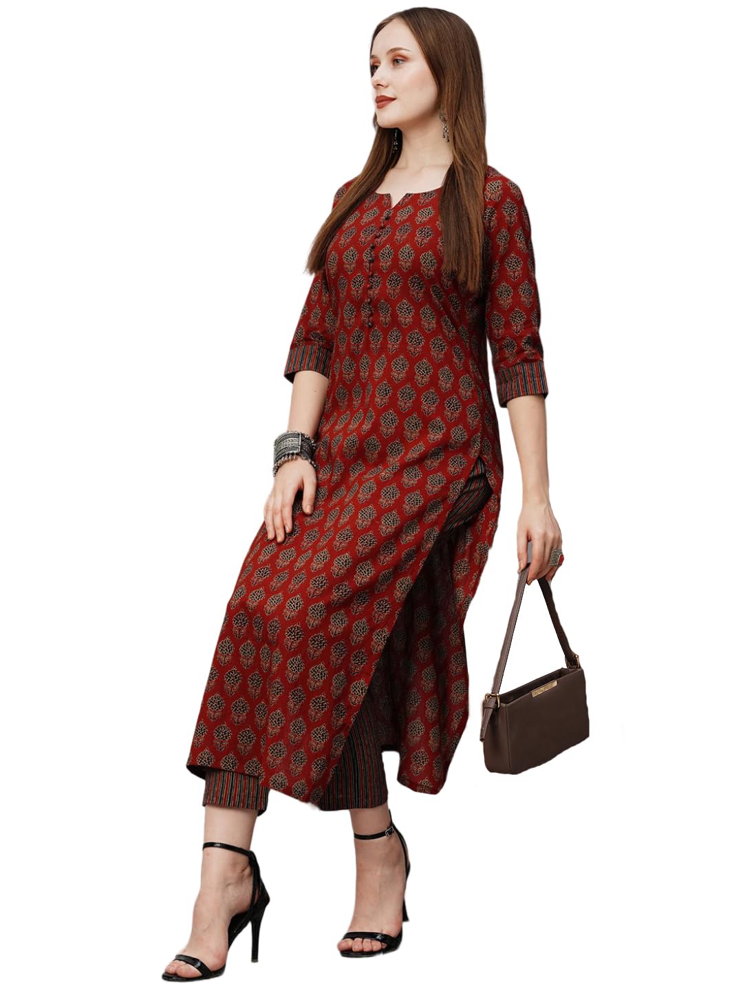ANNI DESIGNER Womens Cotton Blend Printed Straight Kurta with Pant (Nita Maroon_3XL_Maroon_XXX-Large) (B0CBN7WBK3) Amazon Price History, Amazon Price Tracker