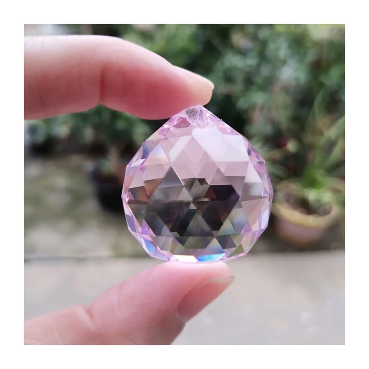 Boule à facettes en cristal, 10 pièces, prismes suspendus, perles, partie de lampe, décoration de la maison(Pink)