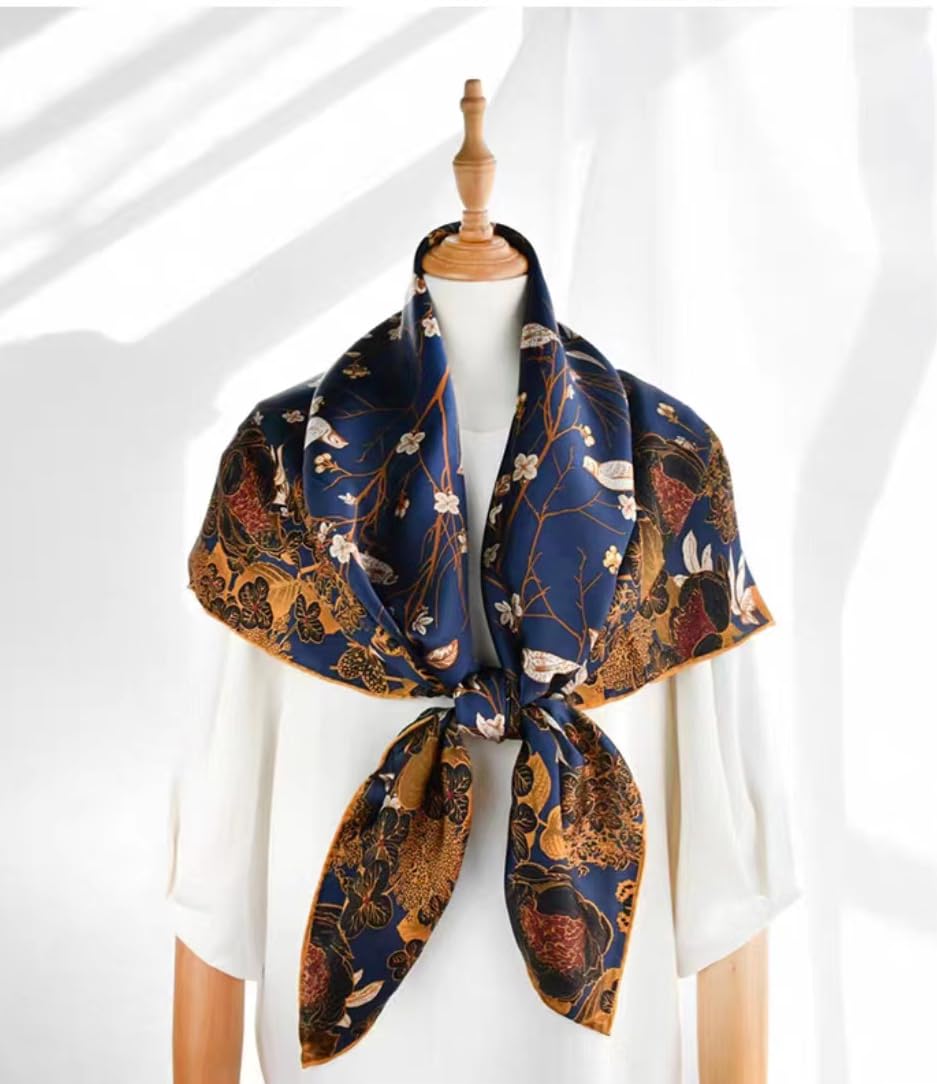 Andantino 100% jedwabna chusta, 110 cm, duża, kwadratowa, lekka chusta na głowę, szal, damska opaska na włosy, zapakowana jako prezent