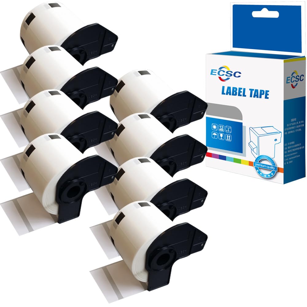 ECSC Compatible Label Roll Replacement for Brother QL-810W QL-820NWB QL-580N QL-800 QL-1050 QL-1050N QL-1060N QL-500 (White, 8-Pack)