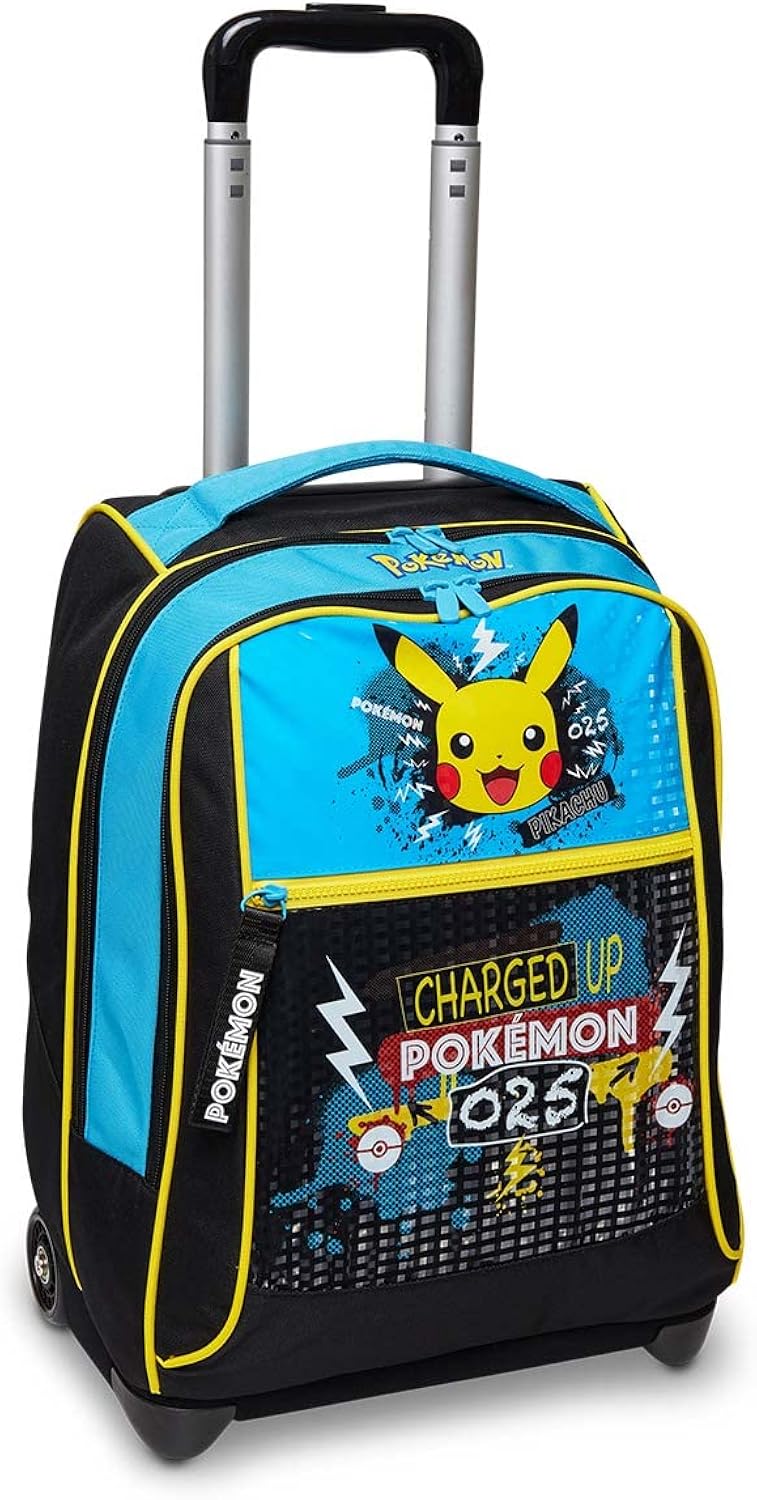Big Trolley POKEMON, nero, 2 Zaini in 1 con Crossover System, Scuola Tempo Libero