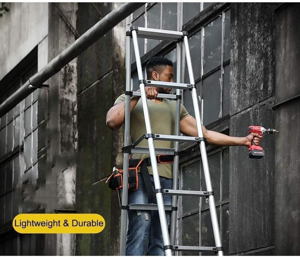 Telescoping Extension Ladder, Telescoping Ladders Telescopic Ladder A-Frame with Stabiliser Bar, Aluminum Folding Telescoping Extension Ladder, Multi Purpose & DIY (Load Capacity 1