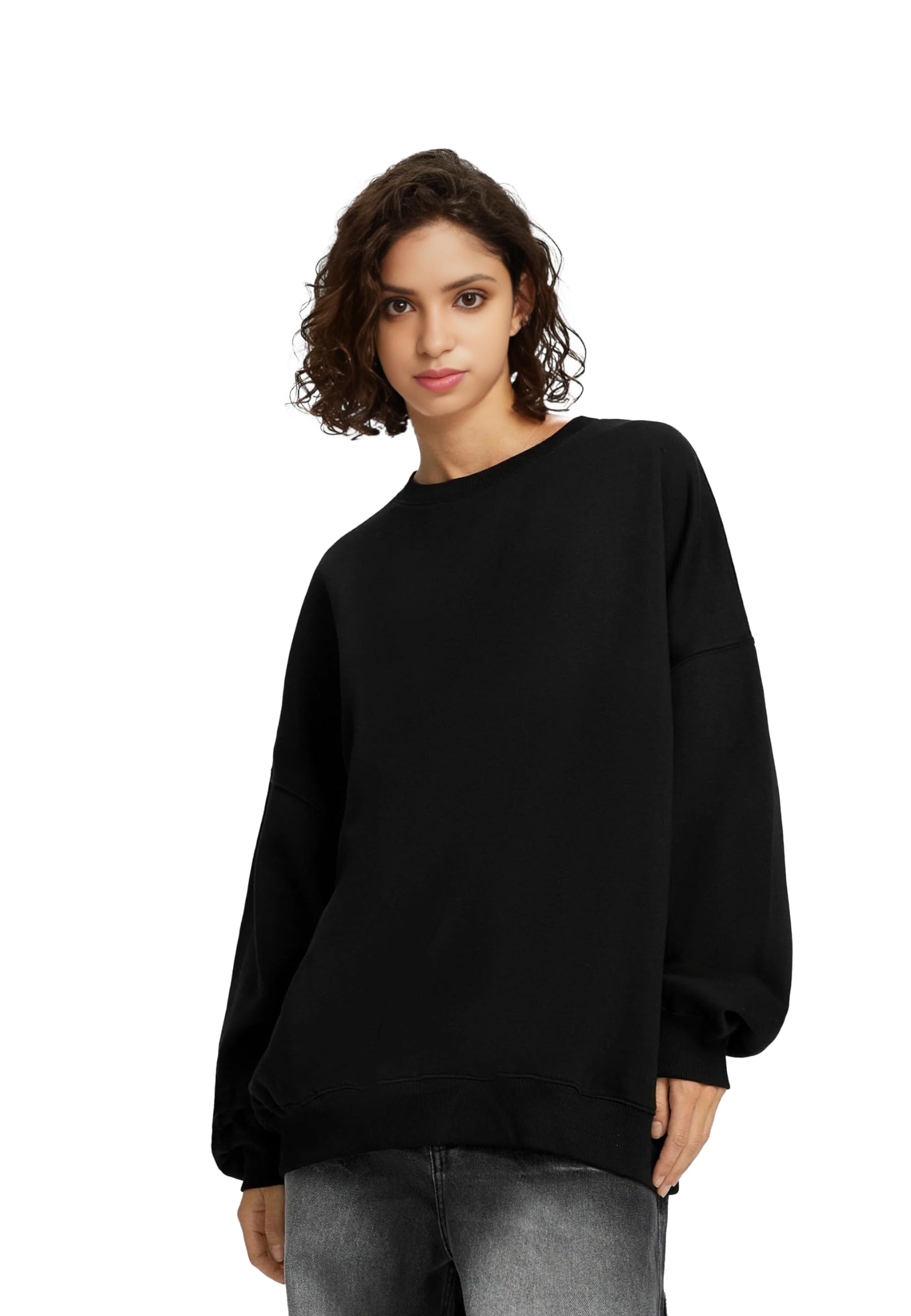 KOTTY Women Full Sleeve Round Neck Oversize Solid Sweatshirt-picture-26