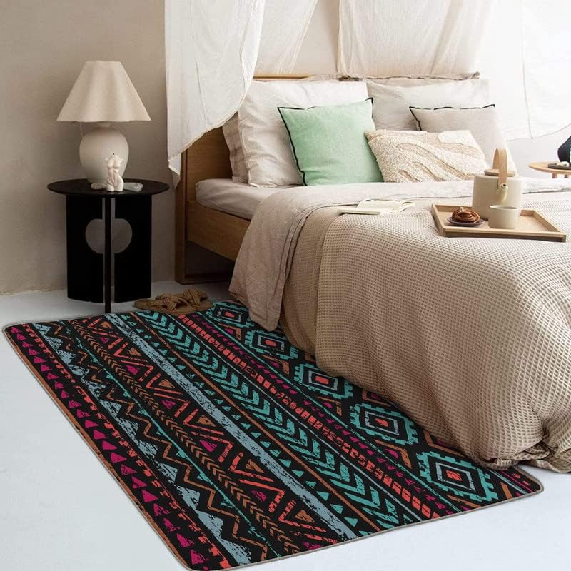 Miniatura 3 de Alfombra azteca y decoración de habitación, alfombra de 5 x 8 pies, alfombra del suroeste para dormitorio, sala de estar, alfombra de área nativa