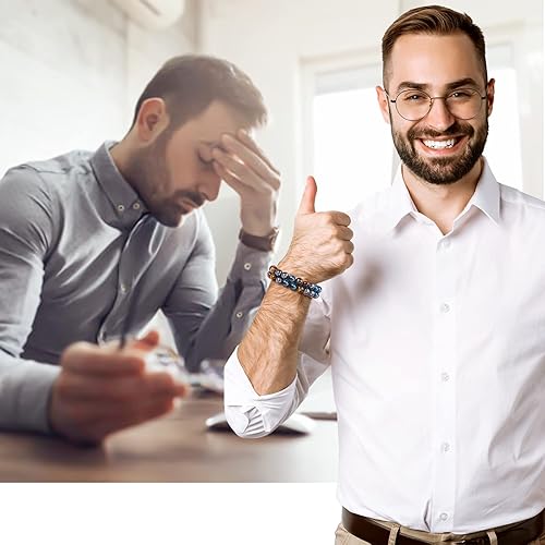 Miniatura 6 de MJartoria Pulsera de triple protección para hombres y mujeres ojo de tigre obsidiana negra y hematita pulsera de cuentas de 0315in pulsera de