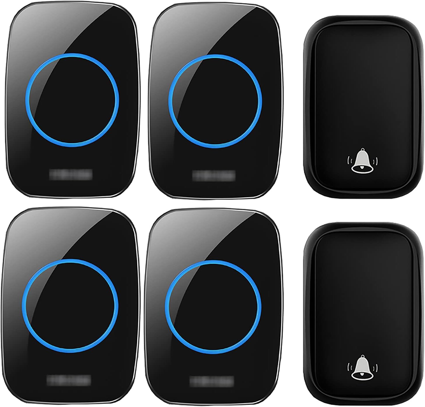 Self-Powered Doorbell, Waterproof Wireless Doorbell No Battery Required Push Button at 490Ft Range with 60 Chimes, 5-Level Volume Home Alarm,Black (Black