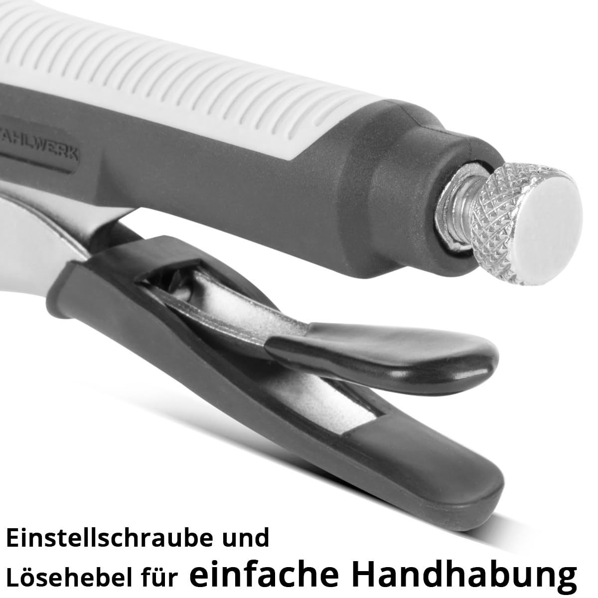 STAHLWERK Gripzangen Set 6-teilig Klemmbereich einstellbar – Langbeck-Gripzangen 165/241 mm mit gebogenen Backen 127/178/254 mm, C-Klemme 152mm, Ergonomische TPR Griffe