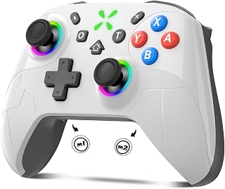 Switch2 コントローラー【2026年金賞 Switch1/2代対応】Onefun スイッチ コントローラー 9色RGBライト 大容量1000mAh Bluetooth無線接続 背面ボタン付き マクロ機能 Turbo自動連射機能 4階段HD振動 6軸ジャイロセンサー搭載 20時間連続使用 高耐久ボタン プロコン Switch全世代に対応 Android/IOS/PCにも対応 日本語取扱説明書 ホワイトグレー