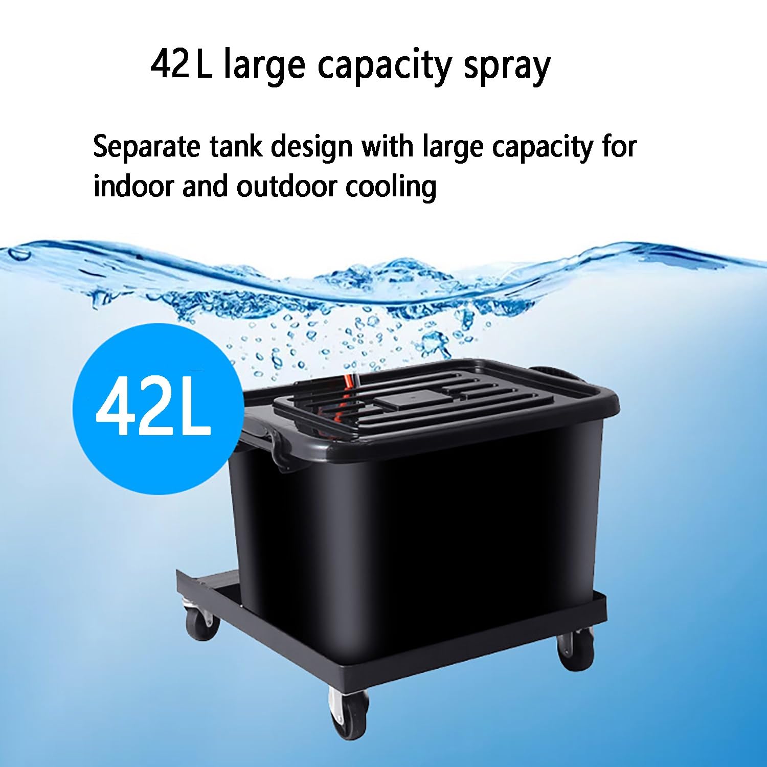 Ventilador de nebulización de Pedestal portátil para Patio, 3 velocidades, Tanque de Agua de 42 L, refrigeración al Aire Libre