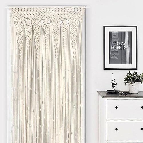 Miniatura 7 de OIHYA Cortina de macramé para colgar en la pared, cortinas bohemias hechas a mano para telón de fondo de boda, arco de armario, divisor de