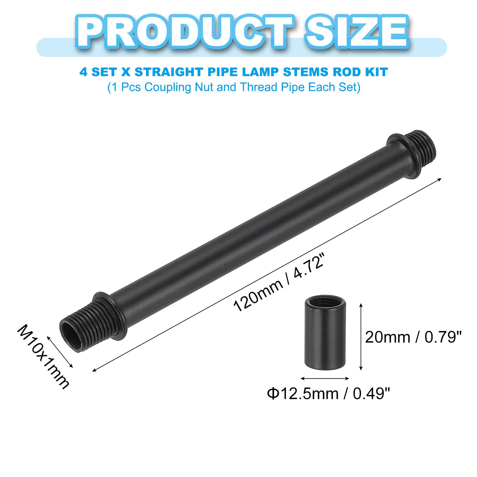 PATIKIL Straight Pipe Lamp Stems Rod Kit - Image 2