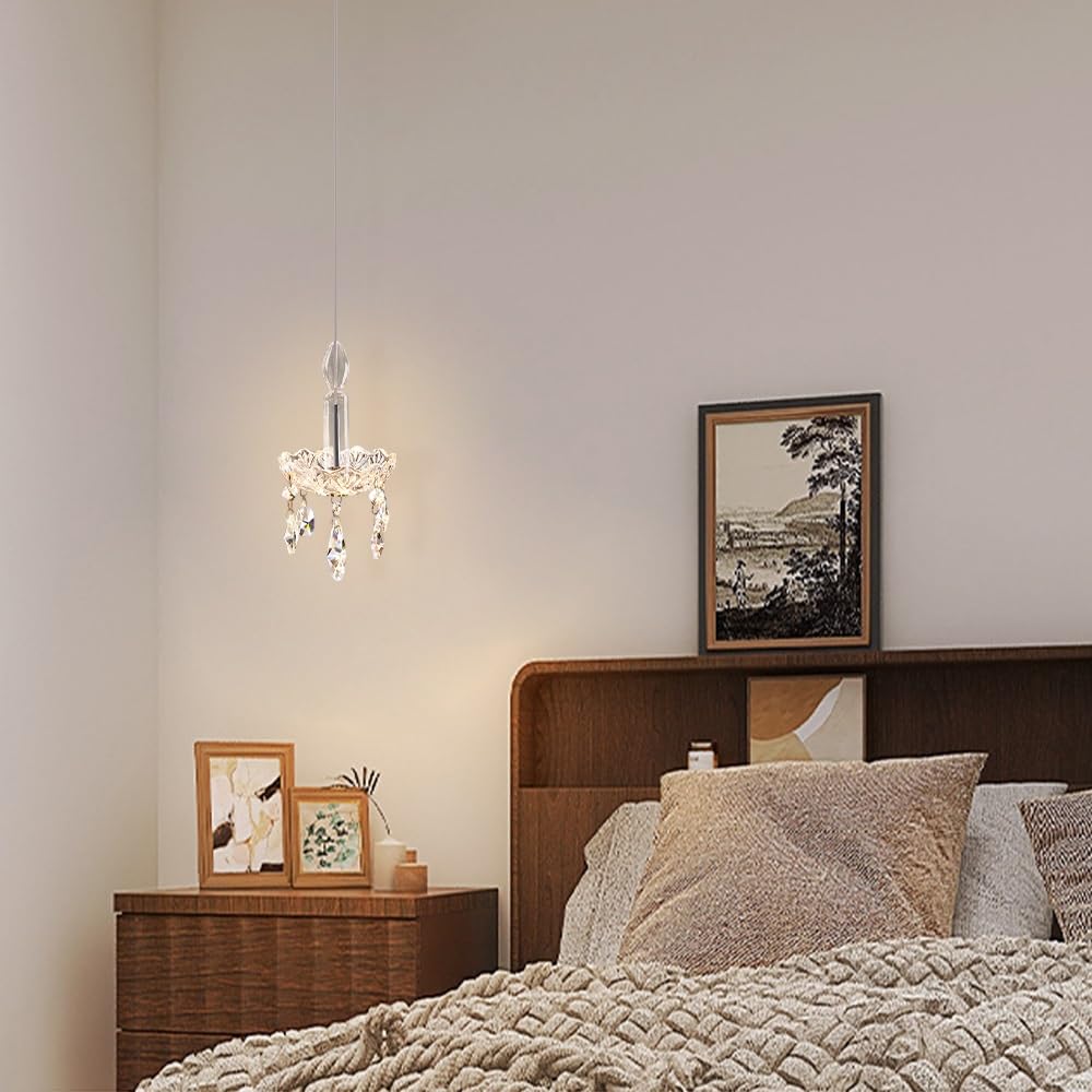 Francuska kryształowa lampa wisząca, szklana lampa wisząca w kształcie kandelabrów, dekoracyjne oświetlenie jadalni Droplight, żyrandol LED 8W - 3 kolory