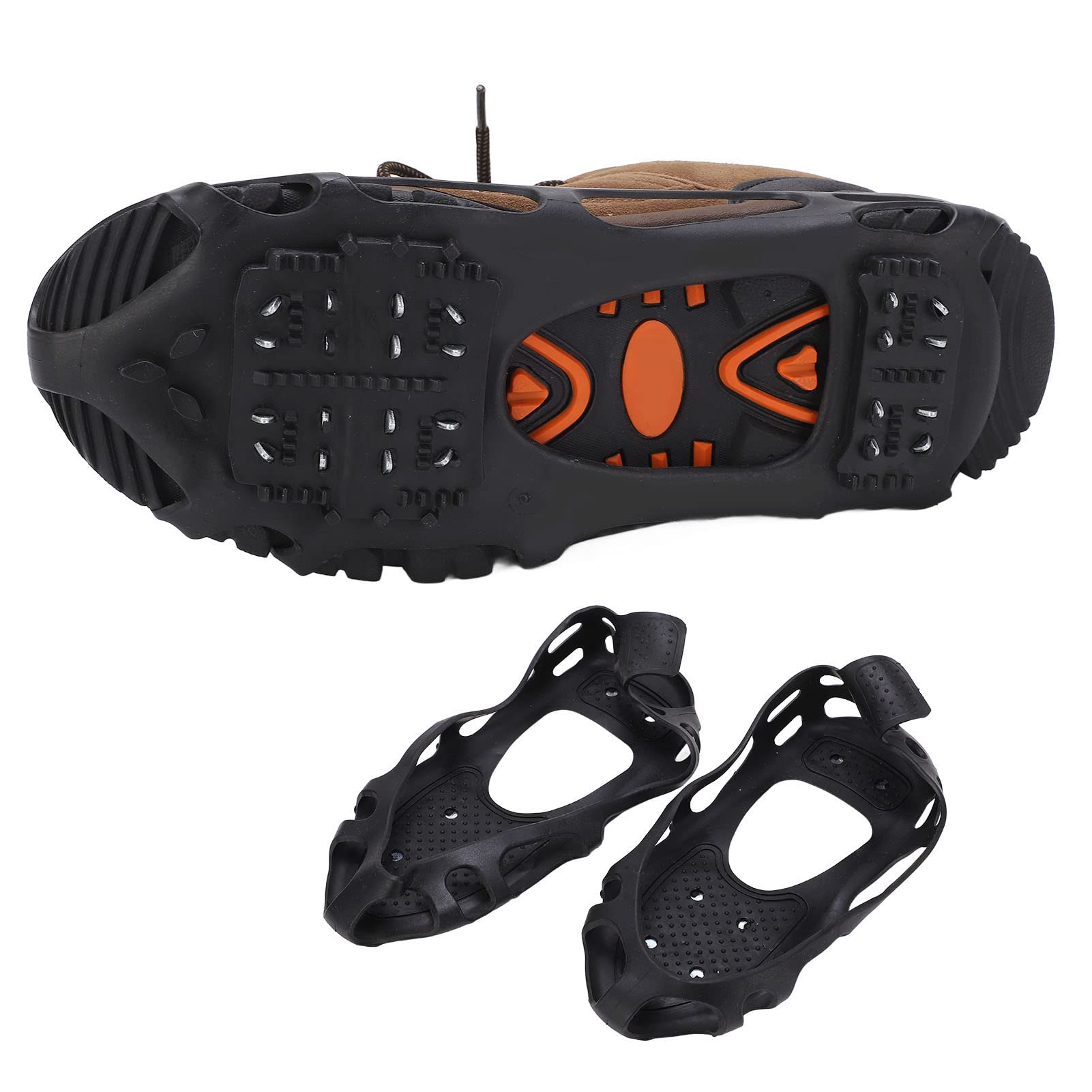 Kuuleyn 24 Spikes Anti Slip Walk Traction Cleat Ice Cleats for Shoes and Boots Traction Cleats for Walking On Snow and Ice Anti Slip Ice Snow Grippers Footwear Overshoe (M)